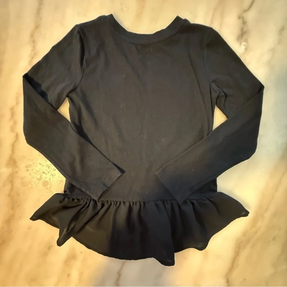 Cat and Jack girls festive Black Long Sleeve Shirt - Oh What Fun size small